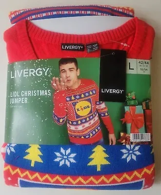 Buy Men’s Lidl Red Christmas Jumper 2023 Size L Mens 42/44 Chest Brand New Free P&P • 18.99£