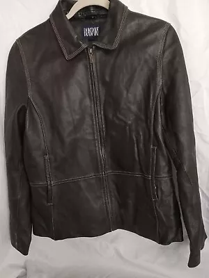 Buy Womens Black Leather Jacket Sz L Blassport Zipper Pockets Top Stitching Collar • 22.68£