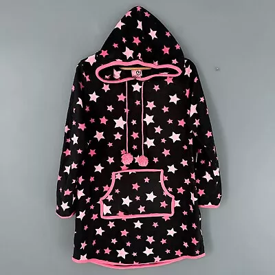 Buy Ladies Black Pink Star Print Soft Fleece Loungewear Hoodie Dress Size M, 10-12 • 4.99£