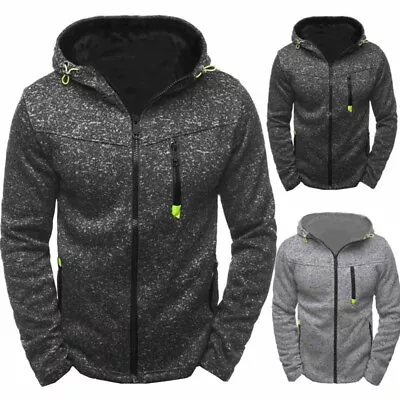 Buy Mens Hoodies Zip Up Hooded Thermal Fleece Hoody Coat Warm Jacket Track Top Work • 10.99£