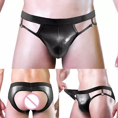 Buy Faux Leather Underwear Mens Sexy Underwears Open Crotch Clothing Amp Accessorie • 9.24£