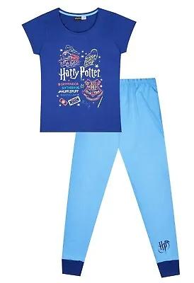 Buy Universal Studios Harry Potter Hedwig Hogwarts Long Ladies Pyjamas Pjs Blue W21 • 12.99£