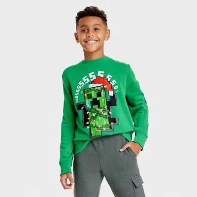 Buy Minecraft Christmas Sweatshirt Shirt Boys Girls Kids Holiday XS S M L XL Creeper • 19.43£