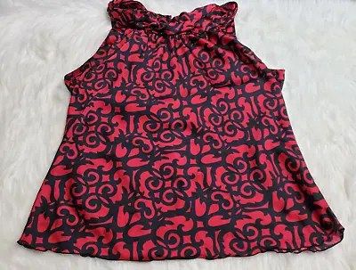 Buy Signature By Larry Lavine Sleeveless Top Red Black Floral XL Extra Large D-12 • 14.59£