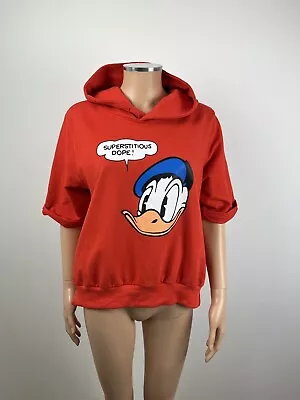 Buy Red Short Sleeve Donald Duck Front Hoodie Sweatshirt Jumper M 10 12 14 • 4.99£
