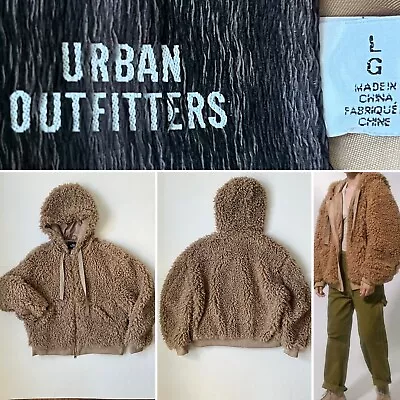 Buy Hoodie Zip Up Urban Outfitters Sherpa Teddy, Women's Large, Camel • 24.10£