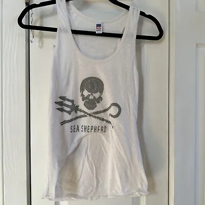 Buy Sea Shepherd Rare White Tank Jolly Roger Womens Skull M • 33.15£