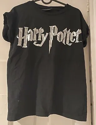 Buy Harry Potter Women’s T-shirt Size 10/ Medium Black And Silver Offici • 0.99£
