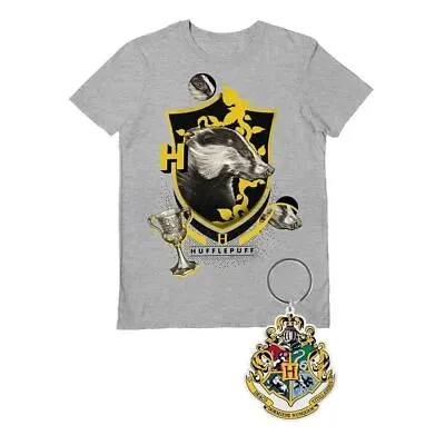 Buy Harry Potter Hufflepuff House T-Shirt And Keyring Gift Set Wizarding World • 12.99£