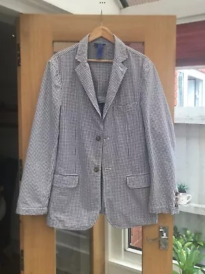 Buy BODEN Mens Gingham Navy Blue Check Cotton Blazer Jacket Size 40 R  - U.K. M • 9.20£