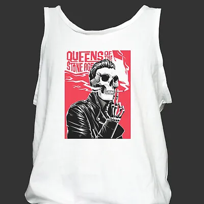 Buy Queens Of The Stone Age Metal Rock T-SHIRT Vest Top Unisex White S-2XL • 13.99£
