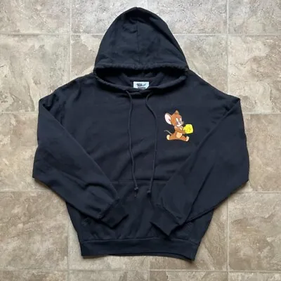 Buy Vintage 90s Y2K Tom And Jerry Black Multi-color Pullover Hoodie Size S • 24.13£