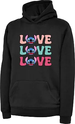 Buy Lilo & Stitch Hoodie Love Love Love Superhero Cartoon Lovers Unisex Gift Top • 22.99£