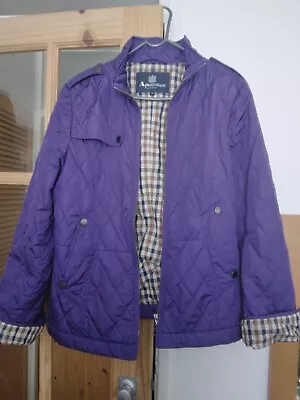 Buy Purple Aquascutum Diamond Quilted Silk Mix Jacket  Size 14 House Check Lining  • 29.99£