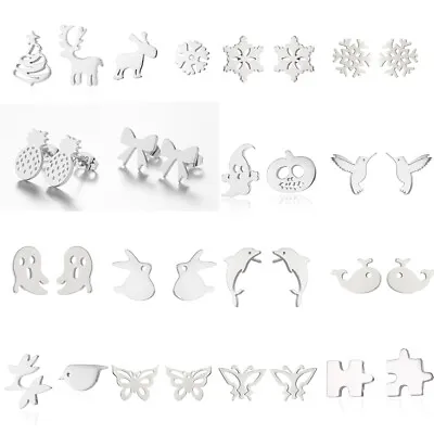 Buy Women's Girl 925 Silver Plating Earrings Cute Ear Stud Jewelry Gifts Fashion • 1.67£