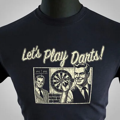 Buy Lets Play Darts T Shirt Retro 501 Nine Darter Double Treble Bullseye Fun Black • 13.99£