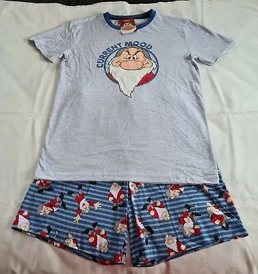Buy Disney Mens Current Mood Grumpy Grey Blue Printed 2 Piece Pyjama Set Size S New • 18.56£