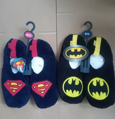 Buy Batman & Superman Fleece Fluffy Slippers Size 9-10 New • 15£