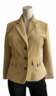 Buy Per Una Corduroy Jacket Womens Ladies M&S Camel Beige Lined Cotton Blazer Sz 10 • 17.99£