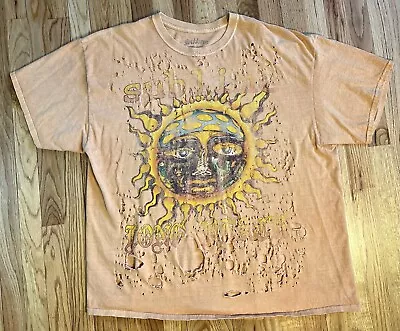 Buy Sublime Distressed With Holes Oversized Tee T-Shirt OSFM Faded Orange • 13.22£