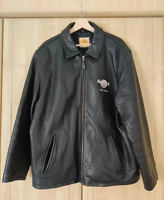 Buy Extra Large  Vintage Hard Rock Cafe New York  Heavy Weight Black Leather Jacket • 99£