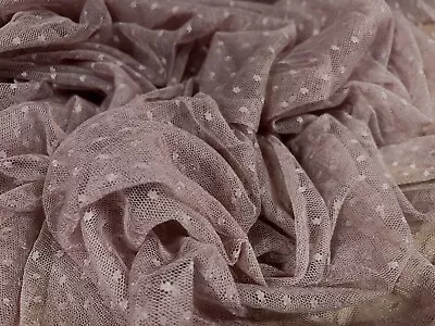 Buy Dobby Mesh Net Sheer Lightweight Fabric, Per Metre - Dusky Pink • 3.99£