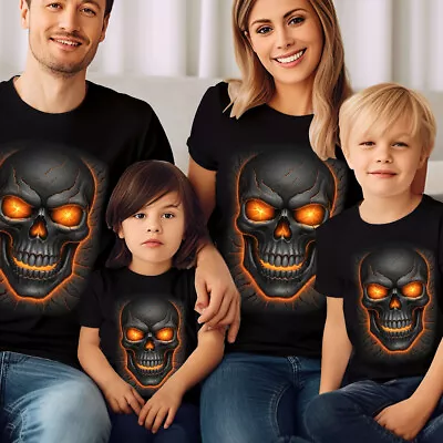 Buy Halloween Fire Fame Lava Skull T-Shirt Horror Scary Funny Fancy Tee Top #H#V • 3.99£