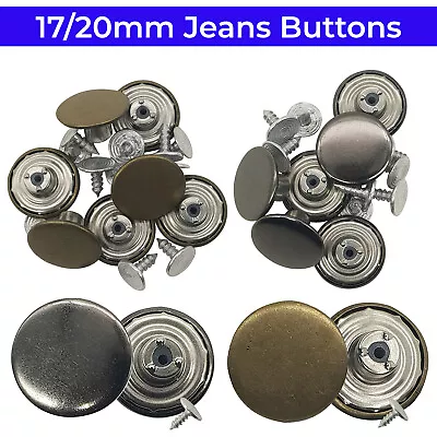 Buy Jeans Buttons Denim Replacement With Pins For Leather Coat Bag Jackets 17/20MM • 1.89£