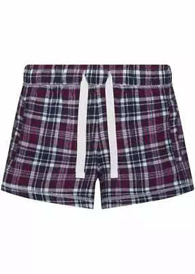 Buy Comfy Co Womens/Gals Flannel Shorts (CC037) - Nightwear Pyjama Shorts Navy Pink • 7.95£