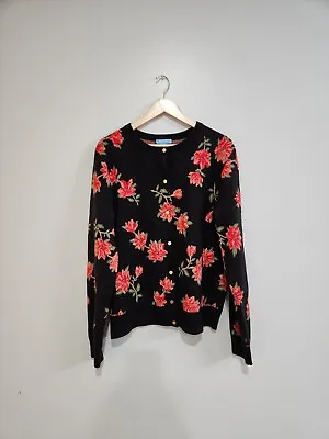 Buy NWOT Draper James RSVP Black With Red And Green Florals Cardigan Sweater,... • 41.50£