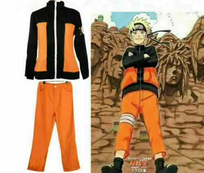 Buy Unisex Full Set Anime Naruto Uzumaki Coat Jacket + Pants Suit Cosplay Costumes • 27.59£