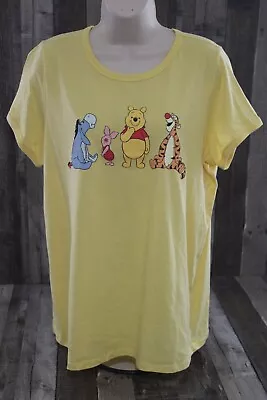Buy Disney Winnie The Pooh Eeyore Tigger Piglet T-Shirt Womens 0 (XSmall) Yellow SS • 13.40£