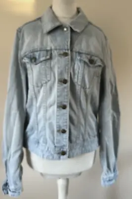 Buy Ladies Denim Jacket Size Medium 10-12 Light Wash • 10£