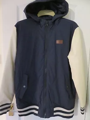 Buy NEW VANS Padded Hooded Jacket SIZE XL Fits Like LARGE Navy And Cream • 39.99£