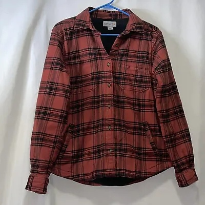 Buy Carhartt Fleece Lined Shirt Jacket Plaid Womens Size Medium Euc E1700 • 39.76£