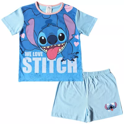 Buy Girls Lilo And Stitch Short Pyjamas - Sizes 5-12 Years • 6.49£