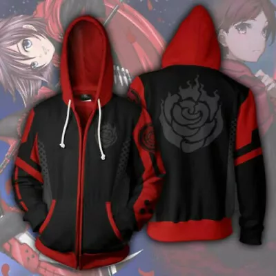 Buy Anime RWBY Season 1 Ruby Rose 3D Hoodie Cosplay Sweatshirt Zipper Coat Jacket • 20.39£