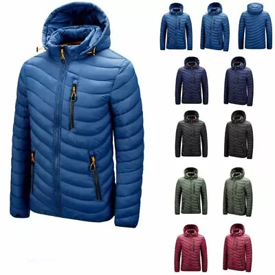 Buy Hoodie Puffer Jacket Coat Mens Winter Warm Zip Up Outwear Padded Casual Quilted • 31.34£
