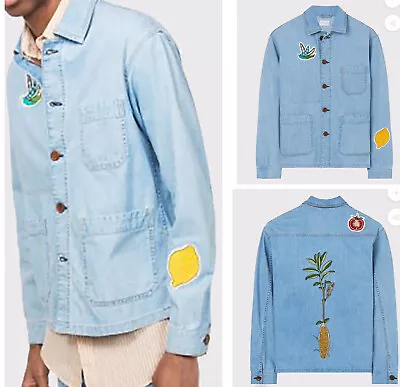 Buy Gant Jacket  Rugger Denim Shirt Overshirt Embroider L Blue Corn Lemon Chest 46’ • 56£