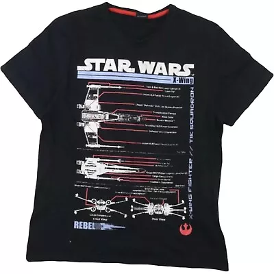 Buy Star Wars T Shirt M MENS X WING Fighter Blueprint  Skywalker Pilot Retro  • 10£