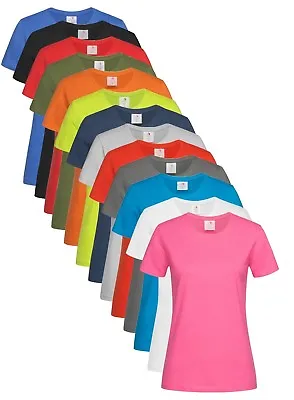 Buy Womans Ladies Womens Fit Plain Cotton Short Sleeve Crew Neck Tee T-Shirt Tshirt • 4.45£