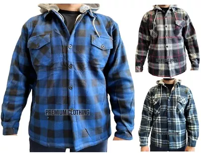 Buy EX STORE Lumber Jackets HOODED Mens LINED Quilted Fleece Sherpa Flannel Warm • 14.24£