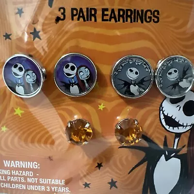 Buy Disney Halloween Jack Skellington & Sally 3 Pair Earrings Set New Claire’s • 5.38£