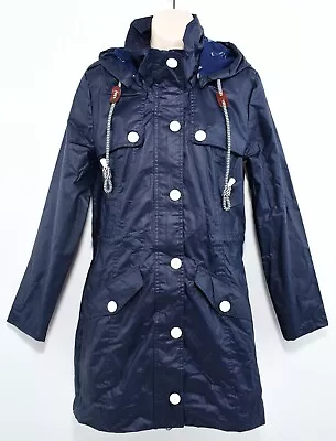 Buy HARVEY & JONES Womens QUEENIE Navy Blue Hooded Parka Jacket, Size UK 8 • 11.87£