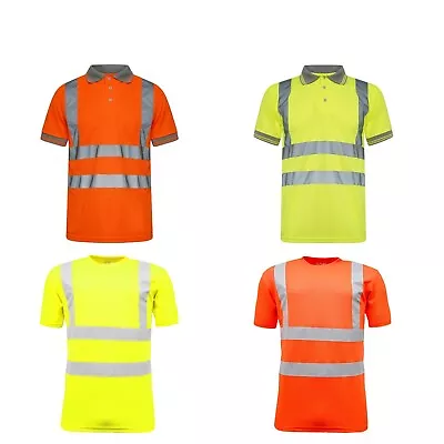 Buy Hi Viz Visibility Short Sleeve Safety Work Crew Neck T-Shirt ,Polo Shirt, • 12.34£