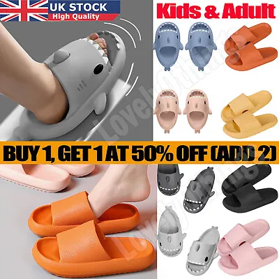 Buy Unisex Adult Kids Sliders Thick Sole Shark Anti Slip Slippers In/Outdoor Sandal` • 6.36£