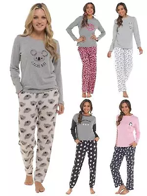 Buy Long Jersey Pyjamas Ladies Soft Cotton Animal Print Pyjama Set Nightwear • 19.99£