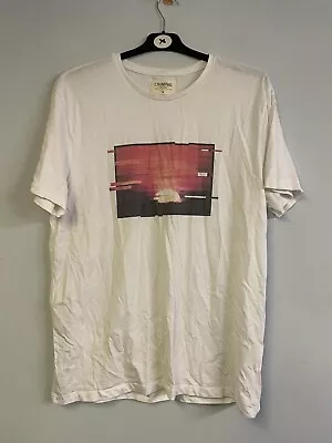 Buy Criminal Men's Sunset Graphic Printed Short Sleeve T-shirt White Large • 14.99£