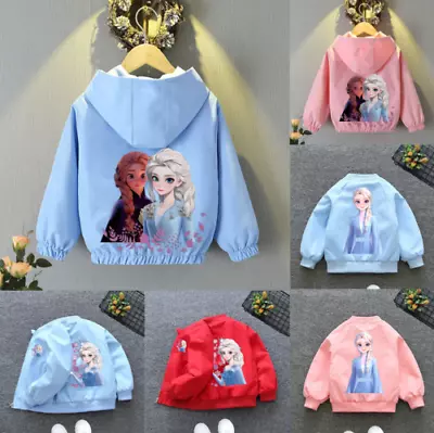 Buy Kids Girls Elsa Anna Princess Jacket Spring Autumn Long Sleeve Outerwear 1-10Y • 10.49£