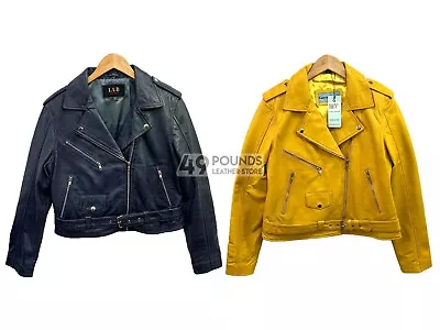 Buy Ladies Leather Jacket Slim Fit Biker Rock Top Real LEATHER Jacket MB124 • 55.25£